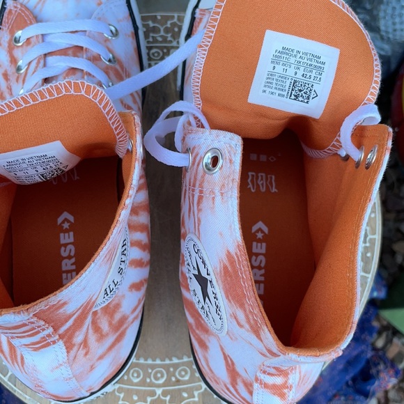 New Orange Sunburst Tie Dye Converse Hi Tops Sz 11 - Picture 13 of 15